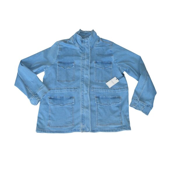 NWT Judy Blue Zip Up Denim Jean Jacket Cinched Waist Women's Size 3XL Boho Fall - Picture 11 of 13